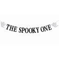 thumbnail image 1 of The Spooky One Banner, Halloween 1st Birthday Bunting Sign, Halloween Ghost Bat 1st Birthday/Baby Shower Party Decoration Supplies for Girl Boy, Black Glitter, 1 of 5