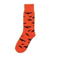 thumbnail image 1 of Spooky Orange Black Bat One Size Cotton Blend Novelty Crew Socks, 1 of 2
