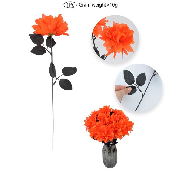 Spooky Orange Gradient Fabric Roses, Non-Shedding Layered Petals with Matte Texture for Dining Table Centerpiece, Gothic Halloween House Decor
