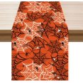 thumbnail image 1 of Spooky Orange and Black Spider Web Halloween Table Runner Party Table Decoration for Home Kitchen Dining Holiday Decor 13x72 Inch, 1 of 6
