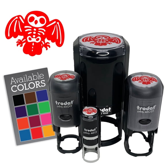 Spooky Owl Skeleton Halloween Cute Self-Inking Rubber Stamp for Stamping Ink Stamper Crafting Planners - 1/2 Inch Mini - Dry Pad (No Ink)