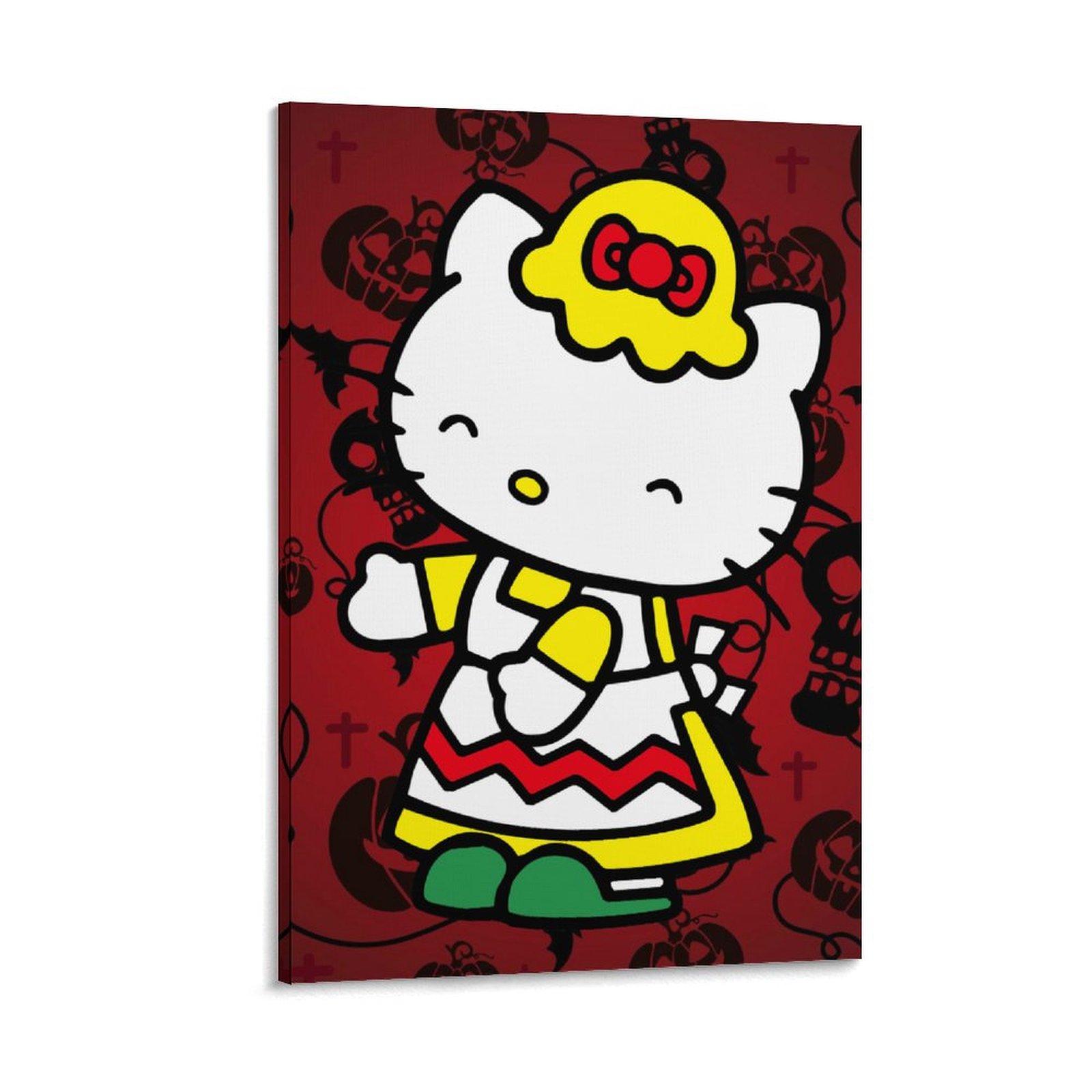 Spooky Pattern Halloween Hello Kitty Cartoon0204 Posters Canvas