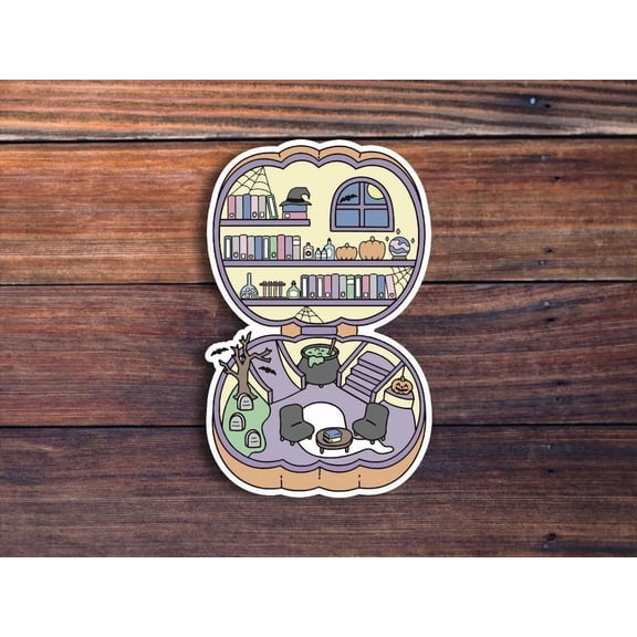 Spooky Pocket Library Retro Book Lover Waterproof Vinyl Sticker