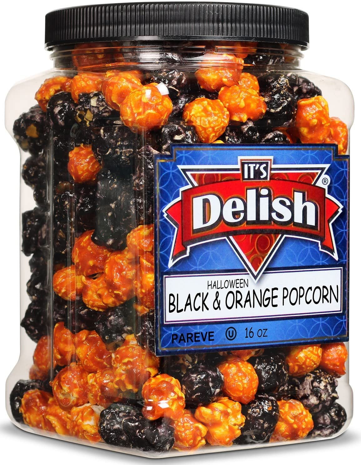 Spooky Pop Halloween Black & Orange Popcorn by It's Delish, 16 Oz Jumbo Container  Bulk Gourmet Air Popped Pop Corn Snack - Fruity Orange & Black Themed Candy Confetti  Parties, Events  Vegan,...