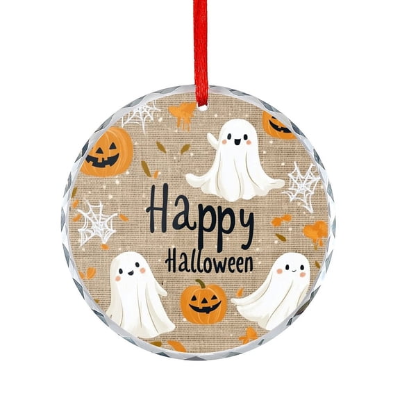 Spooky Pumpkin Fall Holiday Ornament Xmas Tree Decorations Autumn Halloween Round Christmas Ornament