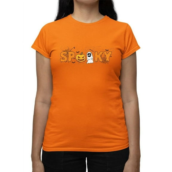 Spooky Pumpkin Ghost Halloween Graphic - Women's T-shirt