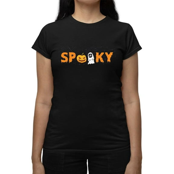 Spooky Pumpkin Ghost Halloween Graphic - Women's T-shirt
