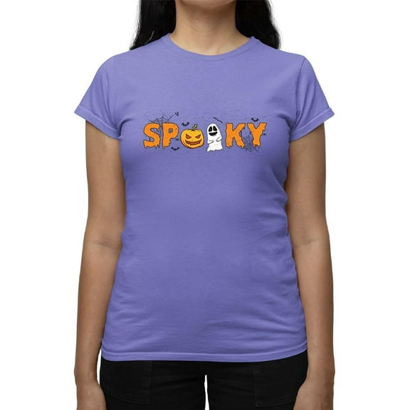 Spooky Pumpkin Ghost Halloween Graphic - Women's T-shirt