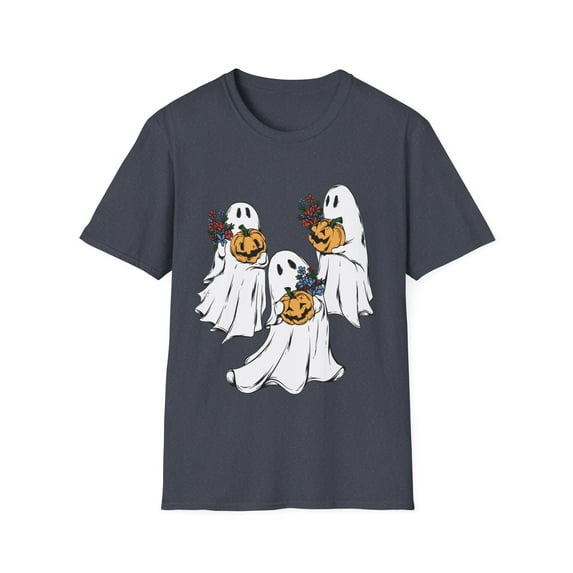 Spooky Pumpkin Happy Halloween Flowers and Ghosts T-shirts