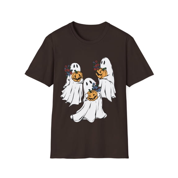 Spooky Pumpkin Happy Halloween Flowers and Ghosts T-shirts