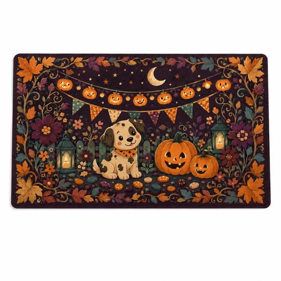Spooky Puppy Moonless Garden Rectangle Rug for Reading Nook Halloween