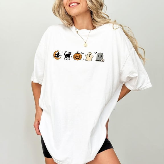 Spooky Raccoon Womens Graphic Tee Shirt Funny Halloween Cute Tops Crew Neck Short Sleeve White S-5XL