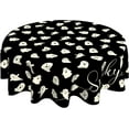 thumbnail image 1 of Spooky Round Tablecloth 60 inch Halloween Table Cloth Ghost Table Cloths Halloween Decorations for Home Kitchen Dining Black, 1 of 6