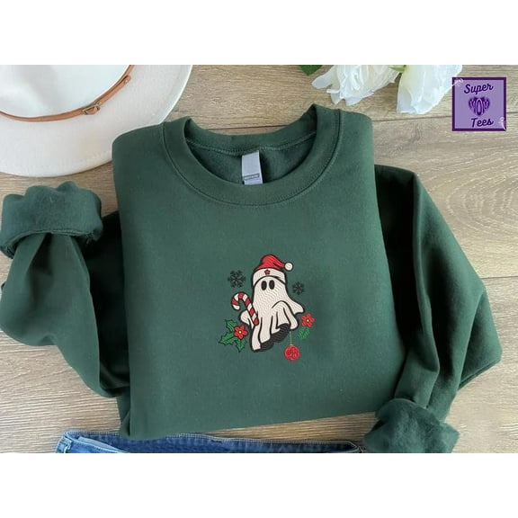 Spooky Santa Embroidered Sweatshirt