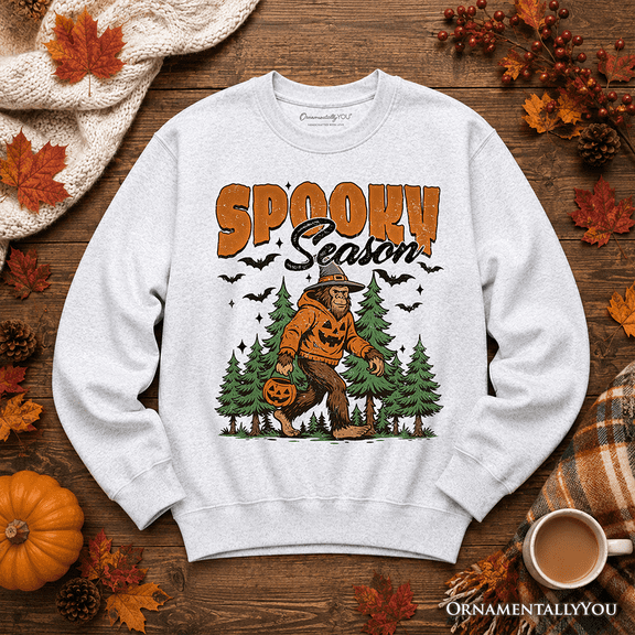 Spooky Season Bigfoot Sweatshirt, Halloween Sasquatch Pumpkin Sweater