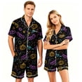 thumbnail image 1 of Spooky Season Couples Matching Pajamas Set Halloween Print Short Sleeve Button Up Sleepwear and Shorts Festive Sleepwear Attire, 1 of 5