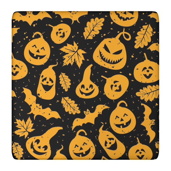 Spooky Season Elastic Hem Tablecloth 36x36 Inch Square - Halloween Themed Stretch Fit Perfect for Coffee and Dining Table Protection