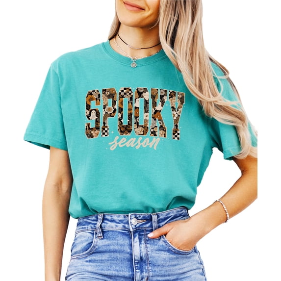 Spooky Season Fall Shirt for Women & Teens Trendy Floral Halloween Tee Seafoam Shirt Adult Small