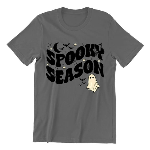 Spooky Season Halloween Shirt Cute Ghost Costume Unisex Men's T-shirt, 2XL, Charcoal