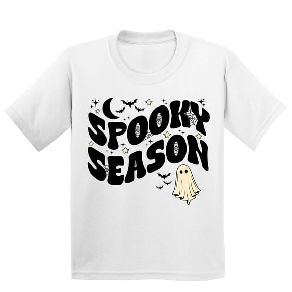 Spooky Season Halloween Shirt Cute Ghost Costume Youth T-shirt, XL, White