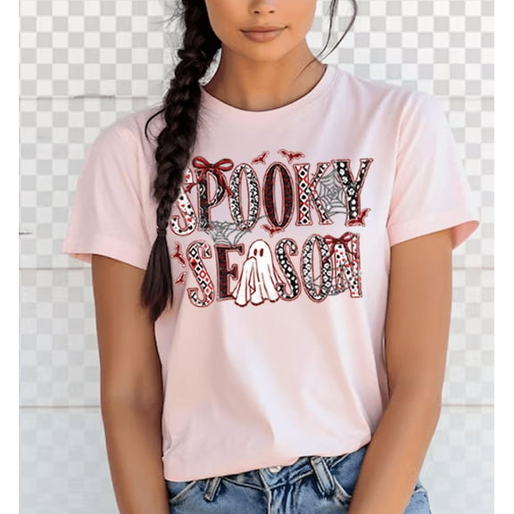 Spooky Season Halloween T-Shirt – Cute Ghost Graphic Tee for Women