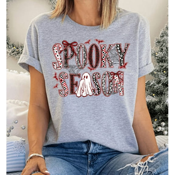 Spooky Season Halloween T-Shirt – Cute Ghost Graphic Tee for Women