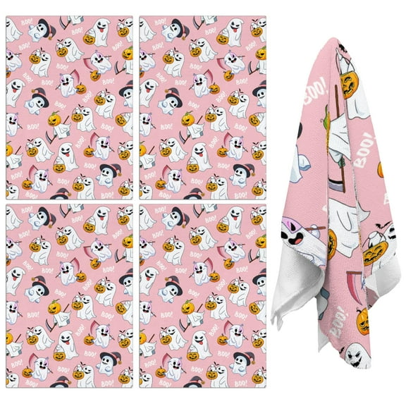 Spooky Season Kitchen Towels Set of 4, 18x26 Inches Absorbent Hand Towels & Dish Towels, Halloween Themed Tea Towels for Witchy Home Decor