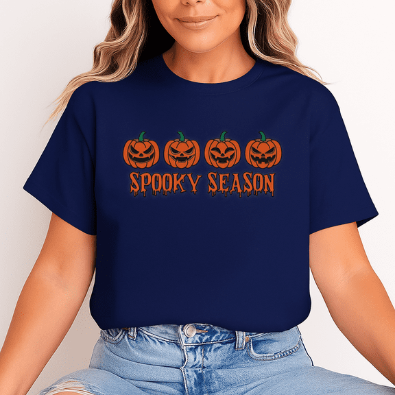 Spooky Season Pumpkins Unisex Halloween T-Shirt, 100% Cotton Graphic Tee – Gift for Halloween