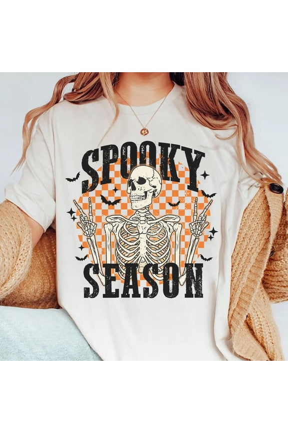 Spooky Season Retro Skull Smiley Face Halloween, ANANDHIS-Shirts