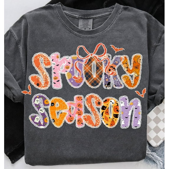 Spooky Season Shirt, Shabby Chic Cottagecore Halloween Tee with Ditsy Flowers and Lace, Spooky Mama Shirt for Fall Moms and Cute Autumn Style