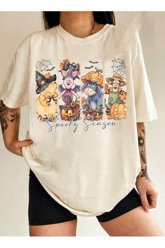 Spooky Season Shirt Winnie the Pooh, Disney Pooh Halloween Shirt, Disney Friends Pumpkin Shirt, Halloween Piglet Tigger Eeyore Tee