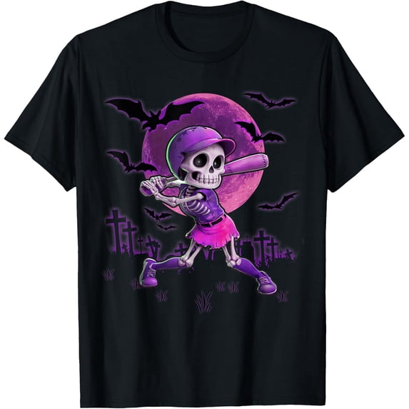 Spooky Season Softball Halloween Girl T-Shirt Size S-5XL