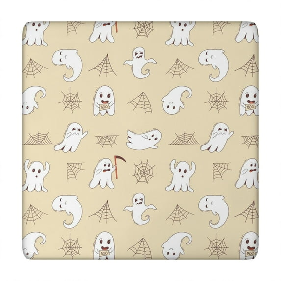 Spooky Season Stretch Table Cover 34x34 Inch Square - Elastic Hem Halloween Design with Seasonal Pattern for Dining Table