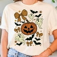 thumbnail image 1 of Spooky Season T-Shirt for Women, Cute Halloween Ghost Graphic Tee with Retro Checkered Design, Witchy Vibes Fall Shirt, 1 of 5