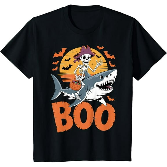 Spooky Shark Costume on Boo Great White Shark Halloween T-Shirt