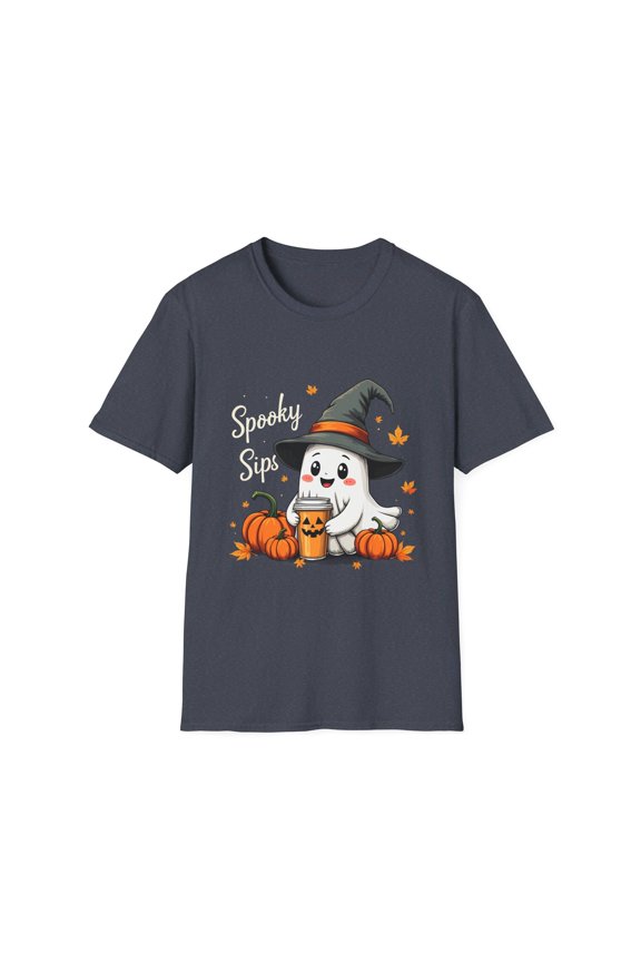 Spooky Sips Ghost Witch Hat Fall Halloween T-Shirt