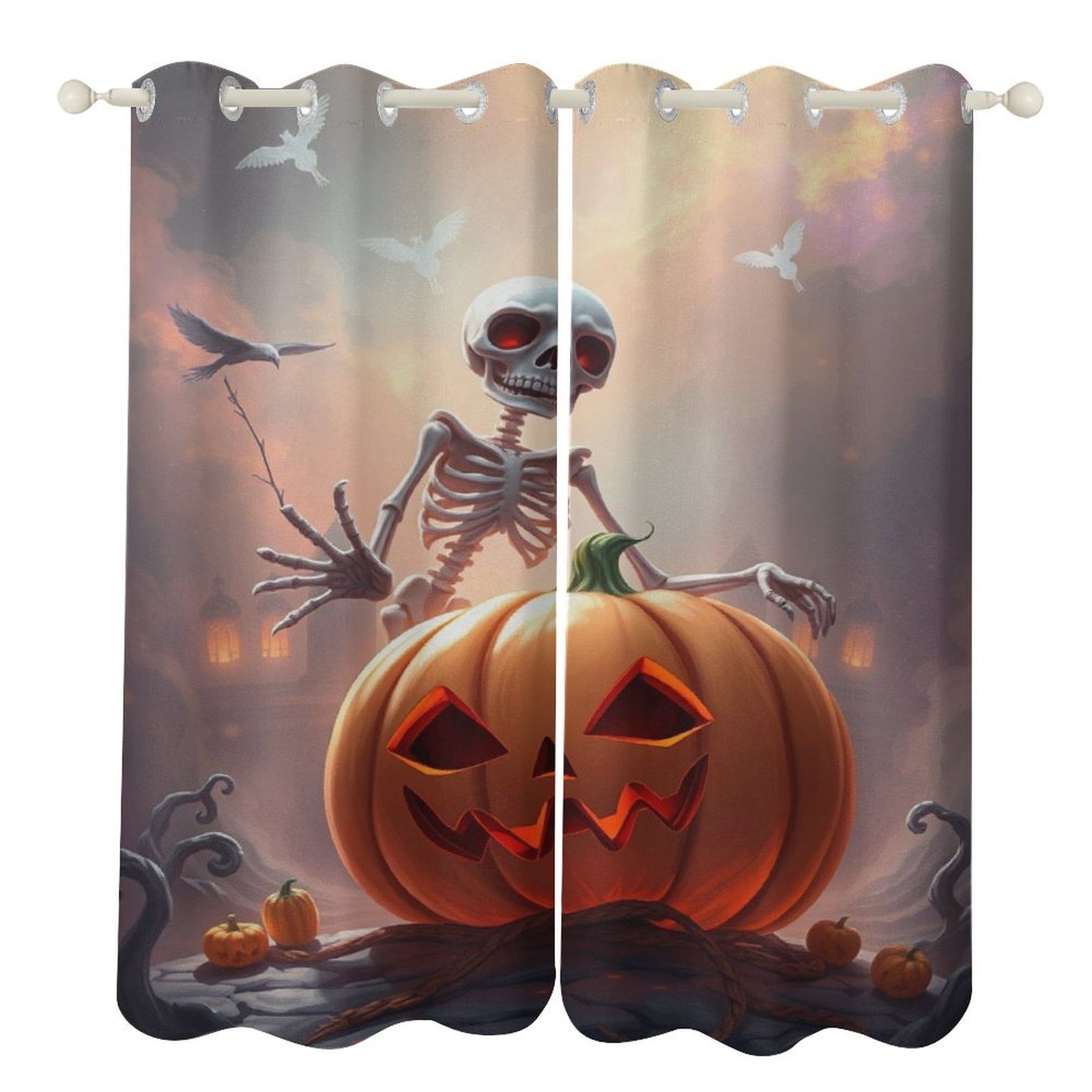 3D Horror Pumpkin 021 Halloween Curtains Drapes
