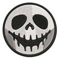 thumbnail image 1 of Spooky Skeleton Smile Face Halloween Applique Multi-Color Embroidered Iron-On Patch - 3.5 Inch Large, 1 of 5