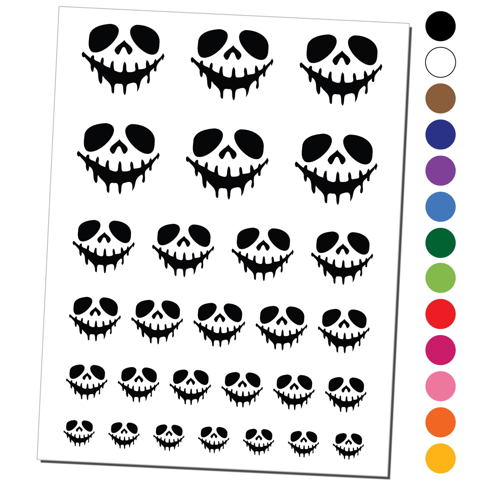 Spooky Skeleton Smile Face Halloween Water Resistant Temporary Tattoo ...