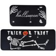 thumbnail image 1 of Spooky Skeleton Spider Bone Black Halloween Kitchen Rugs Set of 2 Non Skid Kitchen Floor Rug and Mat Kitchen Rug Area Mat Carpets for Seasonal Floor Decor 17"x47"+17"x30", 1 of 6