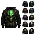 thumbnail image 1 of Spooky Skull Halloween Hoodies for Men 2025 Long Sleeve 3D Graphic Hooded Sweatshirt with Pockets Halloween Pullover Tops, 1 of 4