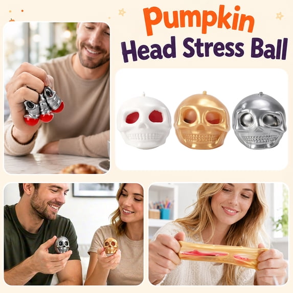 Spooky Skull Pop Eye Squishy Fidget Ball, Stretchable TPR Halloween Stress Toy, Mini Table Horror Decor, Non-Candy Treat Fillers, Carnival Prize for Halloween Costume Party Activity