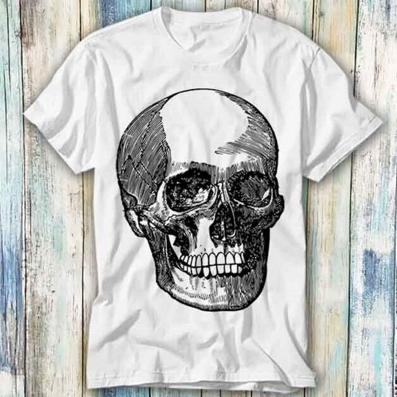 Spooky Skull Space Skin Horror Sci Fi Sketch T Shirt Meme Gift Top Tee 1375