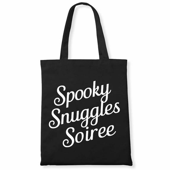 Spooky Snuggles Soiree Women Youth Trick Or Teach Funny Teacher Halloween Costume Gifts Canvas Bag Black Tee 1Pc