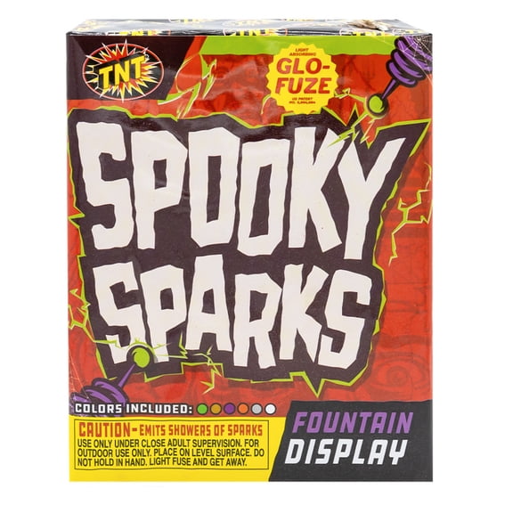 TNT Fireworks Spooky Sparks, Multicolor Ground Based Fountain Firework, Party