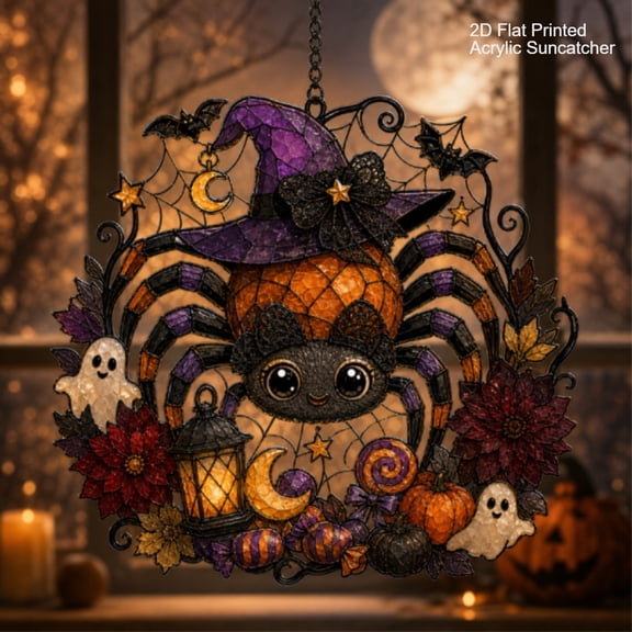 Spooky Spider Halloween Acrylic Suncatcher Window Hanging for Fall Home Decor