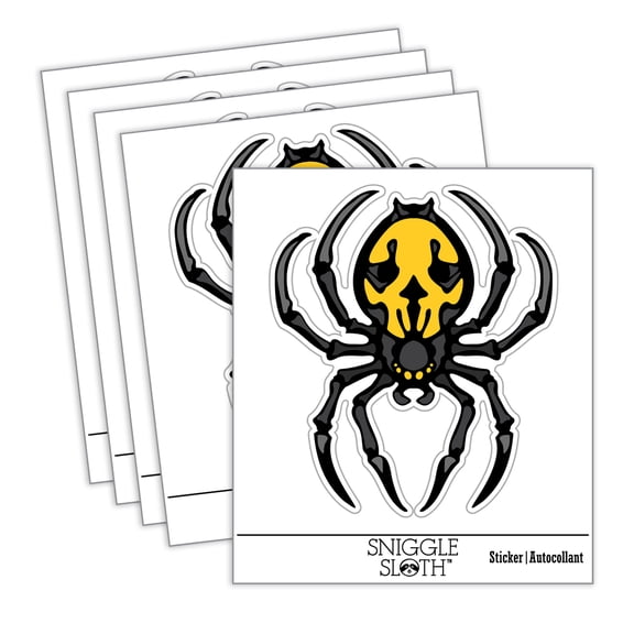 Spooky Spider with Skeleton Skull Markings Car Window Bumper Water Bottle Phone Tablet Laptop Waterproof Vinyl Decal Sticker Set 5-Pack - Gloss Finish - 3.0"