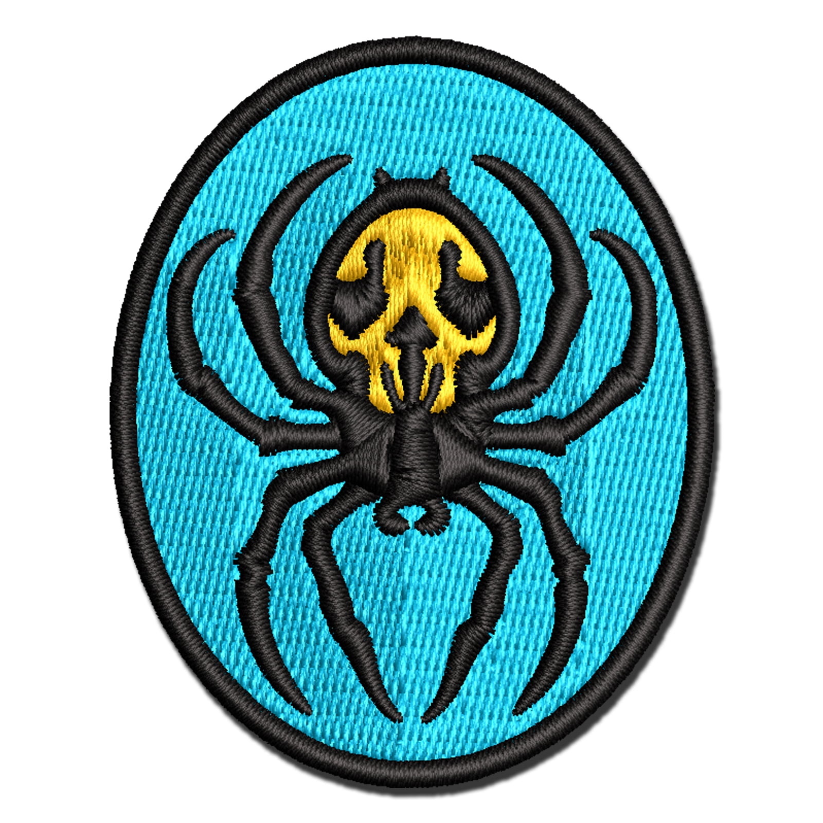 Spooky Spider with Skeleton Skull Markings Applique Multi-Color Embroidered Iron-On Patch - 3.5 Inch Large
