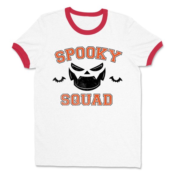Spooky Squad Ringer Tee Shirt Unisex Large White/Red