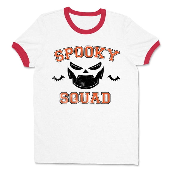 Spooky Squad Ringer Tee Shirt Unisex Medium White/Red